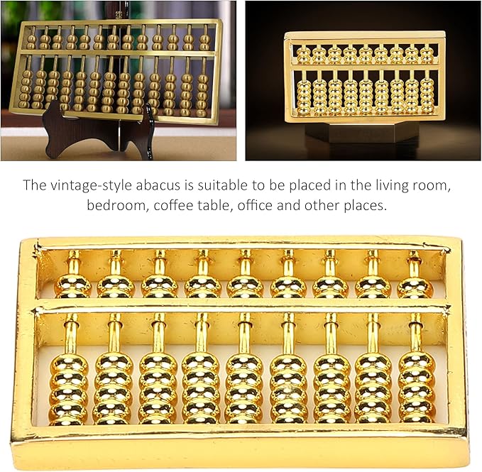 Mini Brass Abacus 9 Gears Chinese Math Calculating Tool Brass Ornaments for Kids Adult Collection Decoration 1.8 * 1in