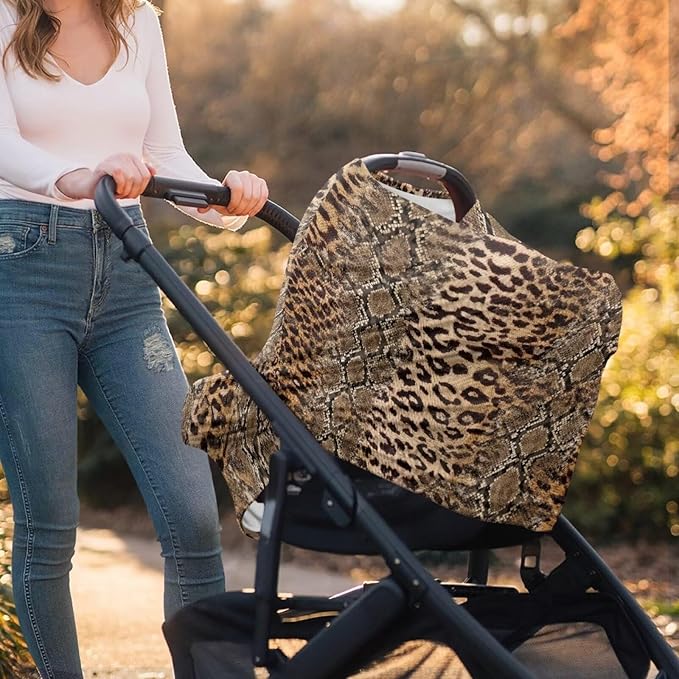Forchrinse Wild Leopard and Snake Print Nursing Cover Breastfeeding Scarf Fashion Baby Car Seat Cover for Boys Girls Multi-Use Infant Carseat Canopy