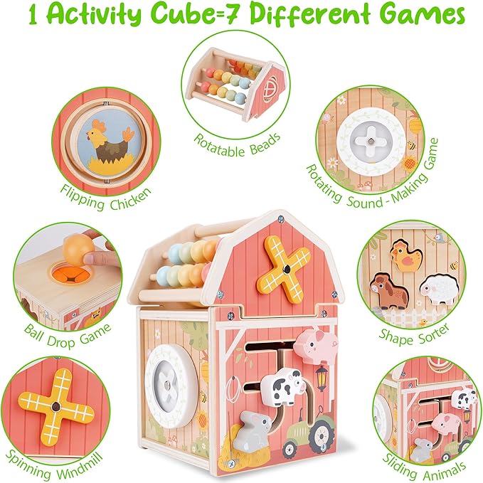 Melofaver Montessori Toys for 1 2 3 Year Old, Wooden Farm Animal Toys for Toddlers 1-3, Baby 12-18 Months Toy, 1 2 Year Old Girl Boy Birthday Gift, Kids Educational Learning Toys Gifts for Girls Boys