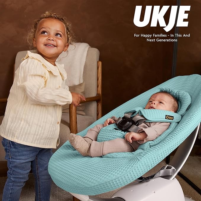 Ukje Swing Insert Rocker Cover Compatible with 4moms mamaRoo 5 Rockaroo Swing, Swing Accessories with Reversible Design, Easy to Install, Handmade in Europe - Jade