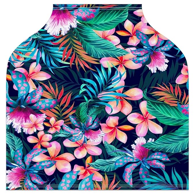 Baby Car Seat Stroller Covers Tropical Palm Leaves Nursing Cover Breastfeeding Scarf Soft Breathable Stretchy Coverage Carseat Canopy Cover for Boys and Girls Soft Breathable Multi Use