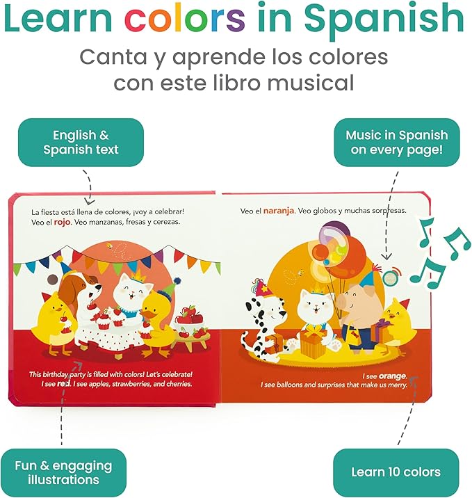 Binibi Counting at the Market – Bilingual Musical Sound Book for Kids 3–5, Learn Numbers in Spanish & English, Interactive Counting Book. Libro en Español para Niños.
