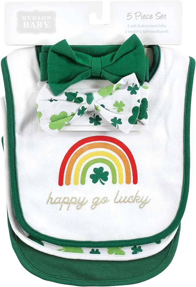 Hudson Baby Unisex Baby Cotton Bib and Headband Set