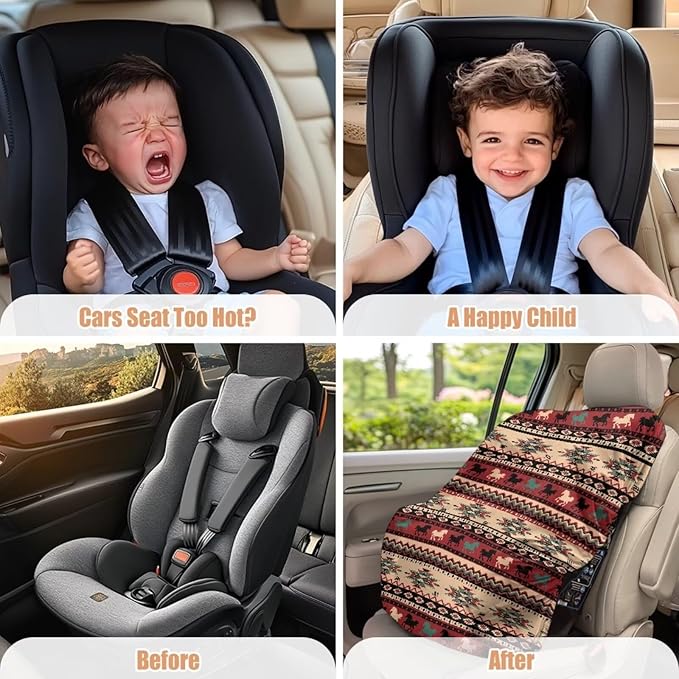 Aztec Car Seat Cover for Baby Carseat, Tear-Resistant Car Seat Sun Shade Cover with Vintage Horse Print, Universal Toddler Car Seat Replacement Cover