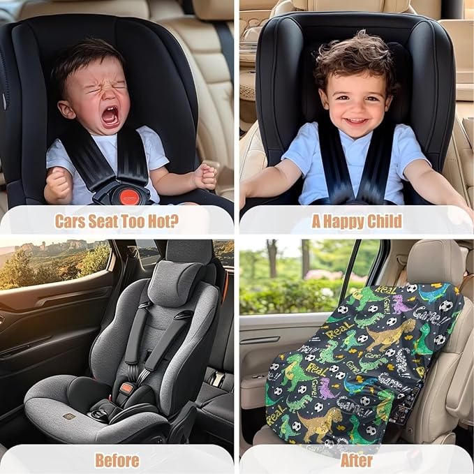 XYZCANDO Dinosaurs Design Infant Car Seat Cover Girl Cute Car Seat Covers for Babies Boy Foldable Car Seat Sun Cover for Baby Stretch Baby Car Seat Sun Shade Cover Car Decor Gift for Holiday