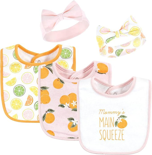 Hudson Baby Unisex Baby Cotton Bib and Headband Set