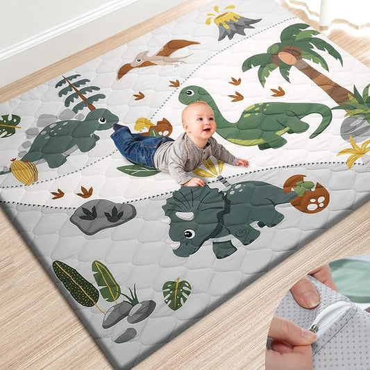 TINYHARBO Premium Foam Baby Play Mat 71x59 – Removable & Machine Washable Cover, Extra Thick Padding Playpen Mat, Non-Slip Crawling Mat, Easy to Clean for Infants, Toddlers & Babies