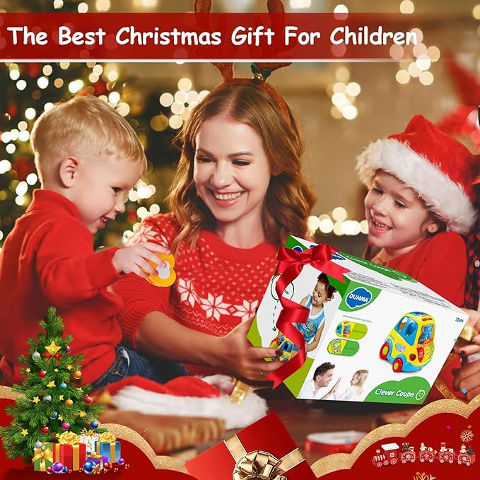 Baby Toys for 1 Year Old Boy Girl Gift Musical Bus Baby Toys 6-12-18 Months Toddler Early Learning Montessori Crawling Toy for 1 2 3 Year Old Boy with Music/Light/Smart Shapes Christmas Birthday Gifts