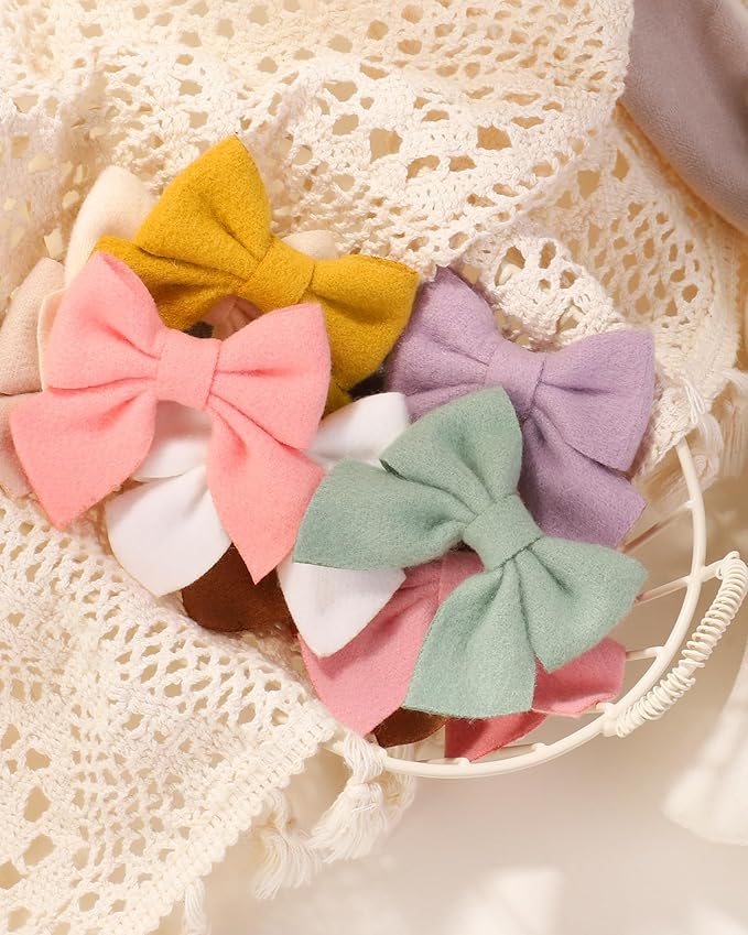 Jollybows 40PCS 2.8" Baby Girls Hair Bows Alligator Clips Woolen Hair Barrettes Hair Accessories for Little Girls Toddlers Teens Kids (1- Light Multi-colored)
