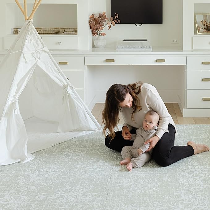 Little Landings Baby Play Mat for Floor - Eden (4x6ft) - Premium EVA Foam Play Mat for Babies & Toddlers (Ages 0-5+) - Non-Toxic Playmat for Tummy Time, Crawling & Playroom - Stylish & Comfortable