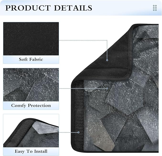 2 Pack Seatbelt Covers Seat Belt Cover Pad for Adults Boys Girls Car Seat Strap Covers Pads Cushion Universal Shoulder Strap Pad Protector for Backpack Camera Bag 6.5 Inch Dark Gray and Black Polygons