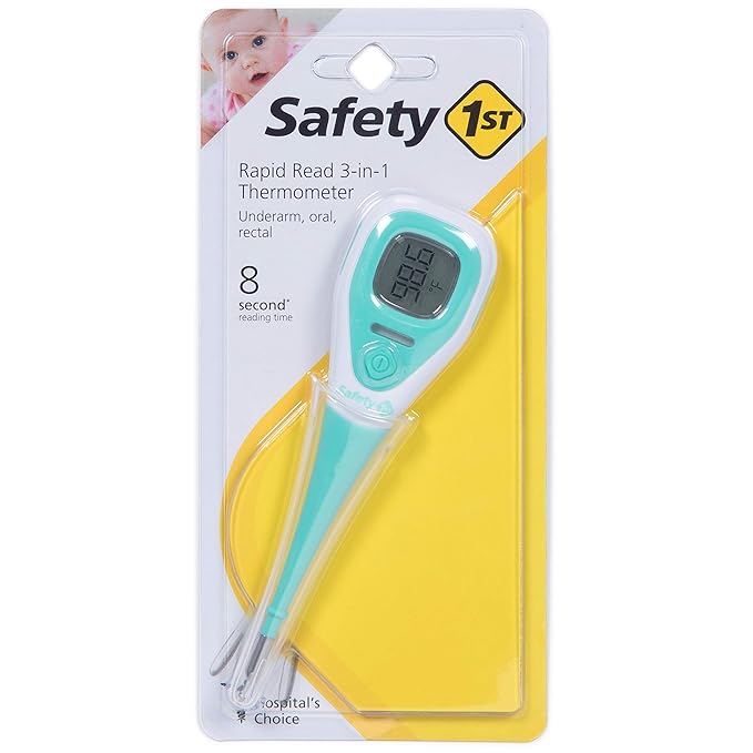 Safety 1st 3-in-1 Thermometer Bundle with Rapid Read & Analog Nursery Thermometers, Aqua