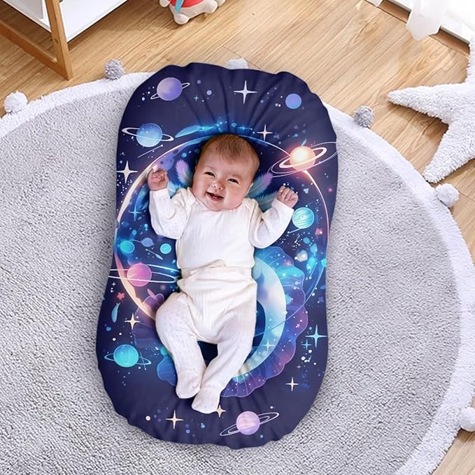 Blue Axolotl Baby Lounger Covers, Galaxy Space Lounger Pillow Covers for Newborn Infant Co Sleeping Baby Nest Slipcover 31.5'' x 21.3'' for Home Travel