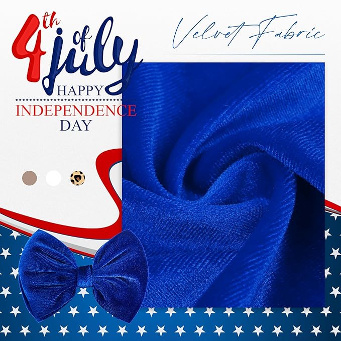 YanJie Hairband, 4th of July Baby Girl Bows Headband, Premium Soft Velvet & Nylon Fabric in Red, White, Blue, Handmade, One Size fits all, Ideal Gift for Baby Girls, 2 Pieces