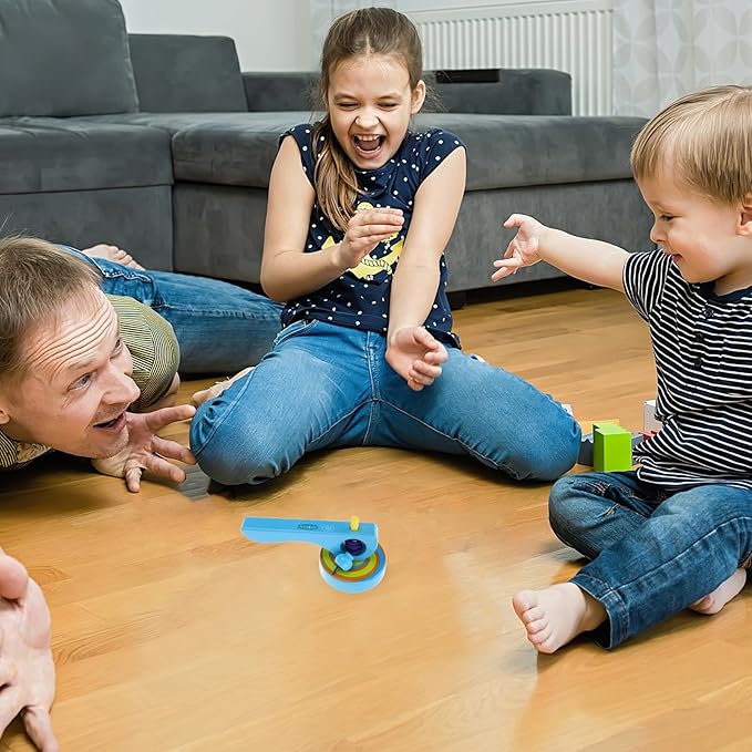 3pcs Wooden Gyroscope with Handle and Pull String for Lightweight Spinning Tops for Fine Motor Skill Development and Coordination Random Color