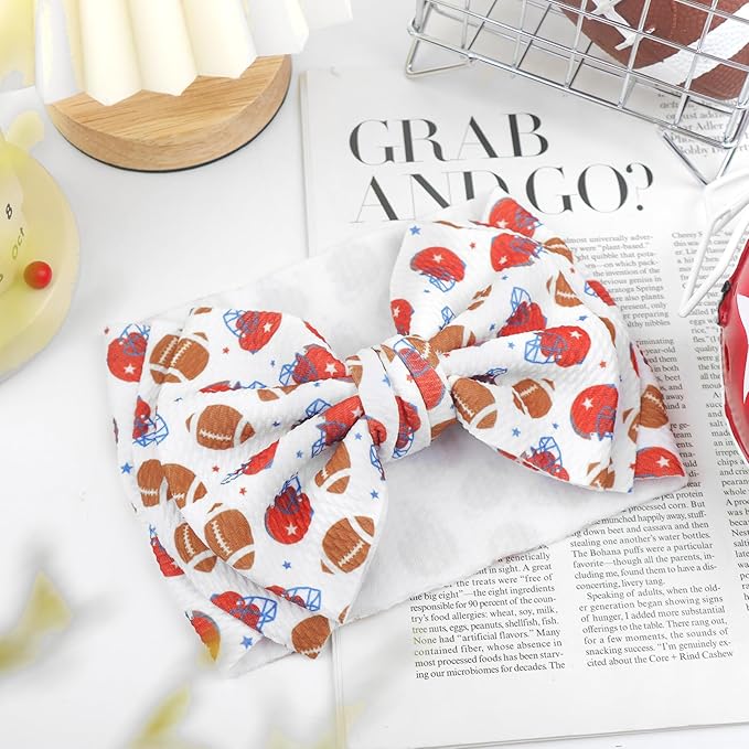 Football Baby Bow Headbands for Girls Super Bowl Infants Hair Accessories Newborn Infant Toddlers Baby Girl Football Outfit