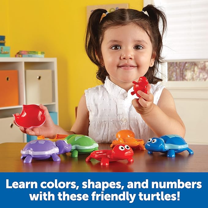 Learning Resources Number Turtles Set - 15 Pieces, Ages 18+ Months, Fine Motor Toys for Toddlers, Counting, Color & Sorting for Kids
