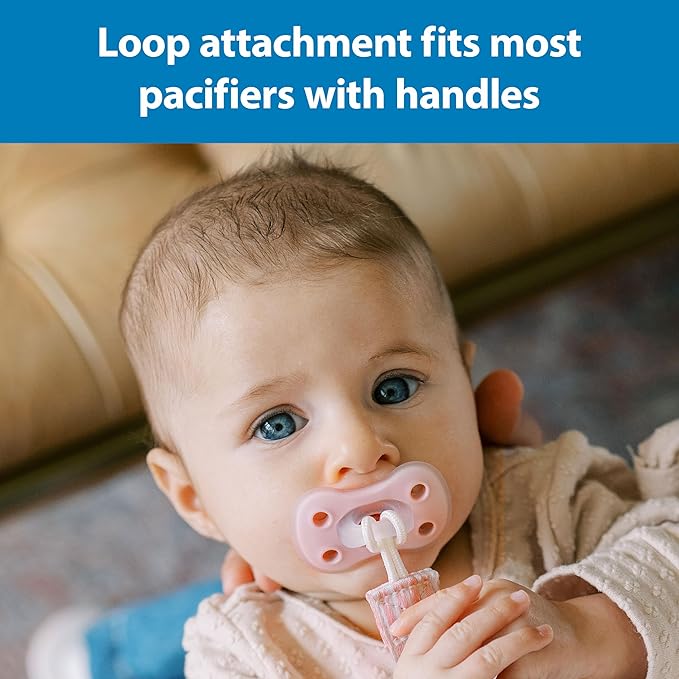 Dr. Brown's Pacifier Clips, Universal Fit Fabric Strap for Pacifiers, Flowers and Stripes, BPA-Free, 0-18 Months, 2-Pack