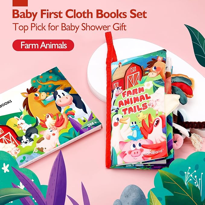 hahaland Baby Books 0-6 Months,Infant Tummy Time Toys High Contrast Sensory Baby Toys 6 to 12 Months Touch Feel Book Gift Christmas Stocking Stuffers for Boys Girls 0-3 Months Book Early Learning Toy