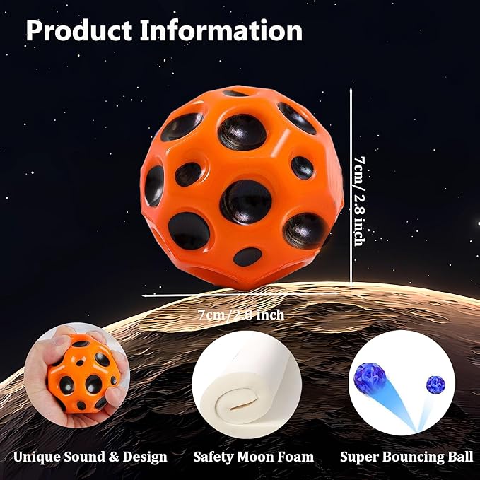 Tendry Extreme High Bouncing Ball Moon Shape for Kids of All Ages, Improve Hand-Eye Coordination, Easy to Grip and Catch by Athletes as a Sport Training Balls