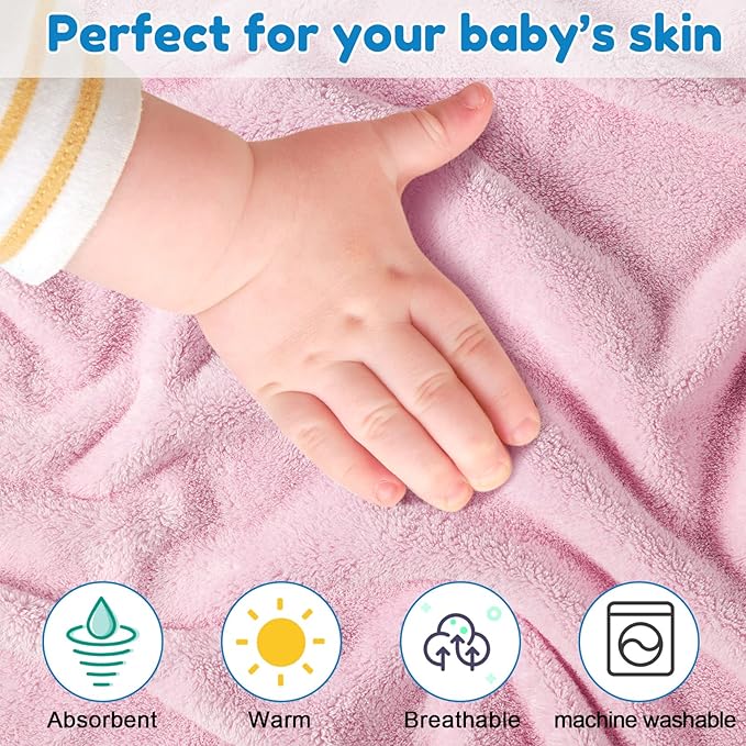 Lounsweer 6 Pieces Baby Bath Towels 30 x 30 Inch Hooded Toddler Towel Bath Blanket Absorbent Coral Fleece Hooded for Toddler Infant Newborn Shower Gift Supplies(Multicolor)