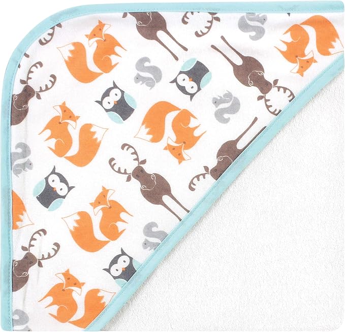 Hudson Baby Unisex Baby Cotton Rich Hooded Towels, Owl, One Size