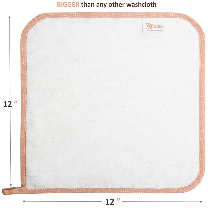 Soft Baby Washcloths Set - Absorbent Natural Baby Wash Cloth for Delicate Skin - 12"x12" Large Baby Bath Washcloths - Newborn Bath Face Towel (White)