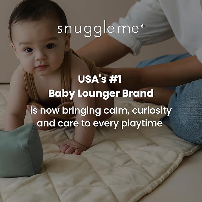 Snuggle Me® 2-in-1 Baby Play Mat - 100% Organic Cotton Baby Mat for Floor Play, Quilted, Foldable Playmat with Matching Tote Bag Included, Safety Certified & Machine Washable (37" x 37") - Birch