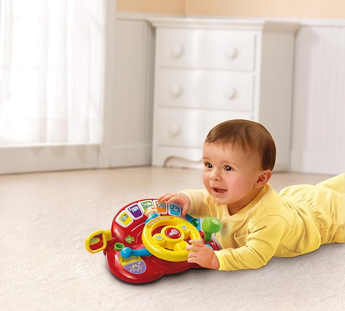 VTech 166603 Baby Tiny Tot Driver Suitable for Children Toddler Interactive Drover Toy Featuring a Steering Wheel with Music and Light, Multi-Colour