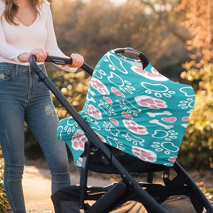 Cute Paws Nursing Breastfeeding Covers Dust Cover Soft Multifunctional Breathable Stroller Canopy Covers for Babies Privacy Protection Breastfeeding Scarf