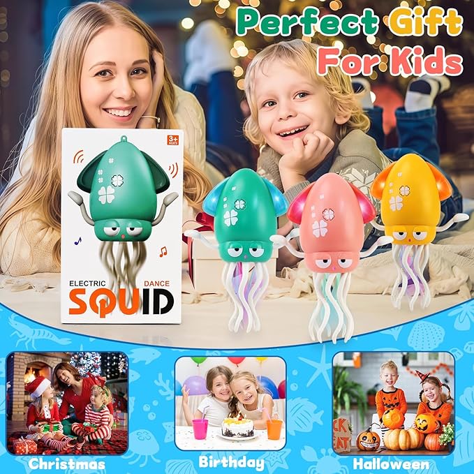 LZZAPJ Electric Dancing Octopus Light Music Suitable for 12-18 Months Old Baby Toys, Kid Crawling Squid Toys Suitable for Toddler Tummy time, Birthday for 1 2 3 4 5 6 Year Old Girl (Pink)