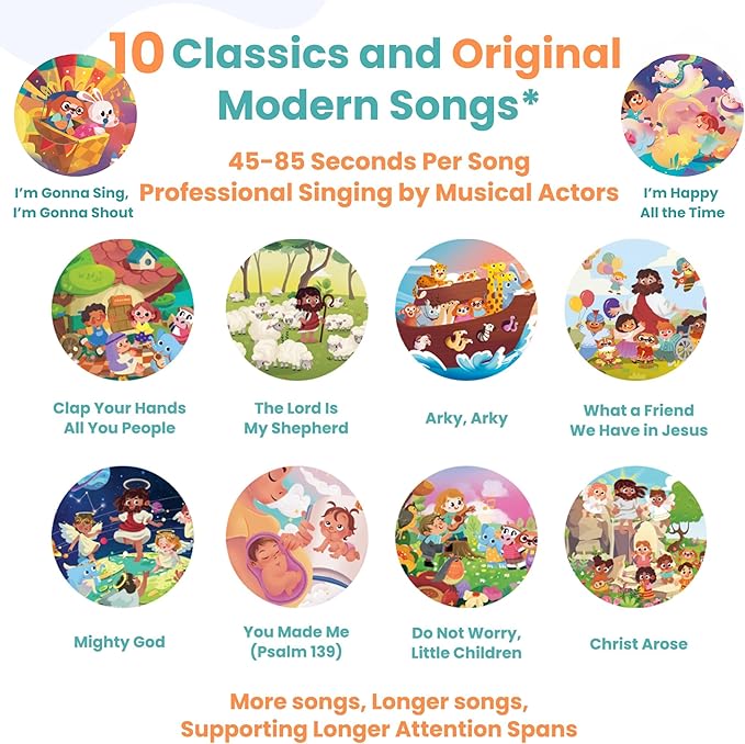 GO GO Songs of Creation and Praise: Christian Baby Books with 10 Songs, Singing Toy, Sound Play for Ages 1-5, Musical Learning, and Interactive Praise Gift for Kids, Bible for Toddlers 1-3