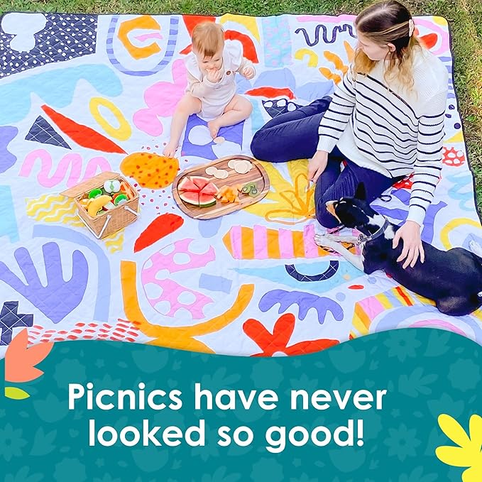 Rudie Nudie Jumbo Picnic Rug, Large Picnic Mat, 6'7" x 6'7", Outdoor Waterproof Picnic Blanket Beach Mat, Foldable & Waterproof, Picnic Blankets Ideal for Beach & Park, Outdoor Blanket, Pop Pip Pow