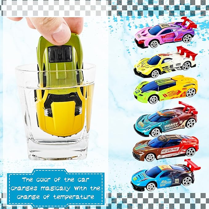 6 Pcs Color Changing Cars Color Change Bath Toys Cars Toy in Water Vehicles Toy for Kids Toddlers Car Goodie Bags Fillers Party Favors