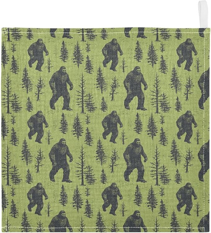 Bigfoot Baby Washcloths Newborn Muslin Burp Cloths 3 Pack Soft Cotton Baby Face Bath Towel Drool Bibs for Infants, Girls and Boys 11.8 x 11.8 Inch