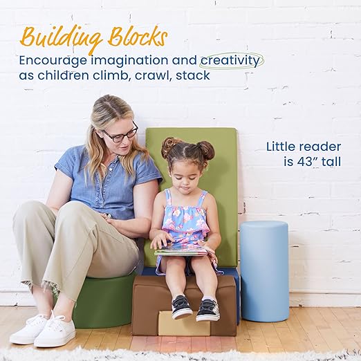 ECR4Kids SoftZone Crawl and Climb Playtime Playset, Building Blocks, Earthtone, 6-Piece