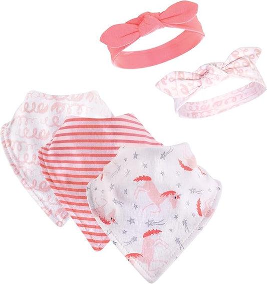 Hudson Baby Unisex Baby Cotton Bib and Headband Set