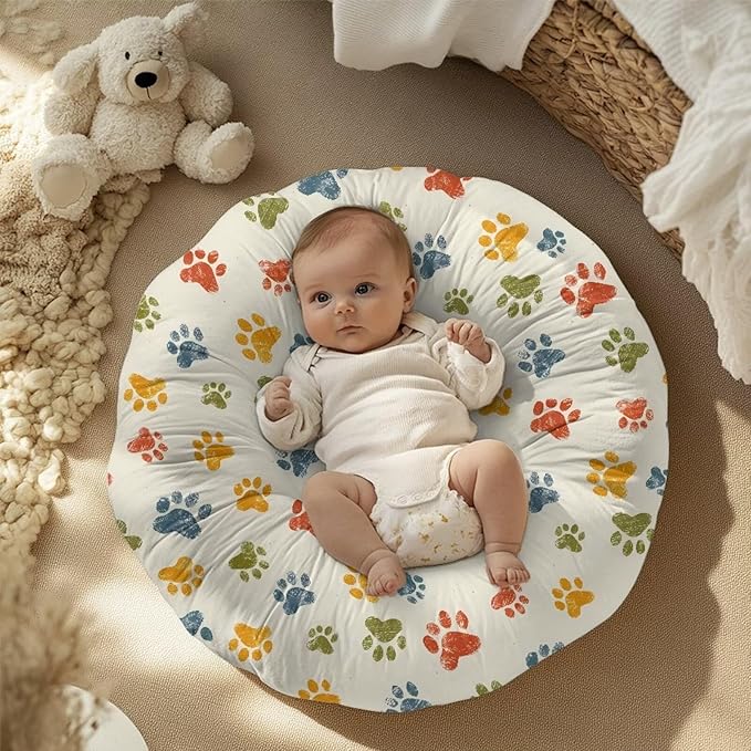 Multi Colorful Paw Newborn Lounger Cover Strechy Newborn Lounger Cover, Removable and Ultra Soft Sung Fitted Baby Lounger Slipcover Protector Easy to Use and Dustptoof
