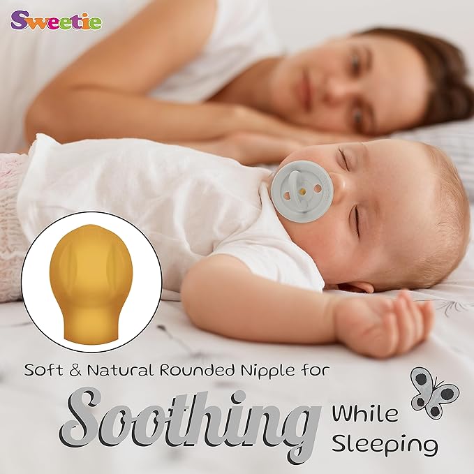 SWEETIE Rubber Pacifier Natural Rubber Pacifier Rounded Grey Large 12-18 Month