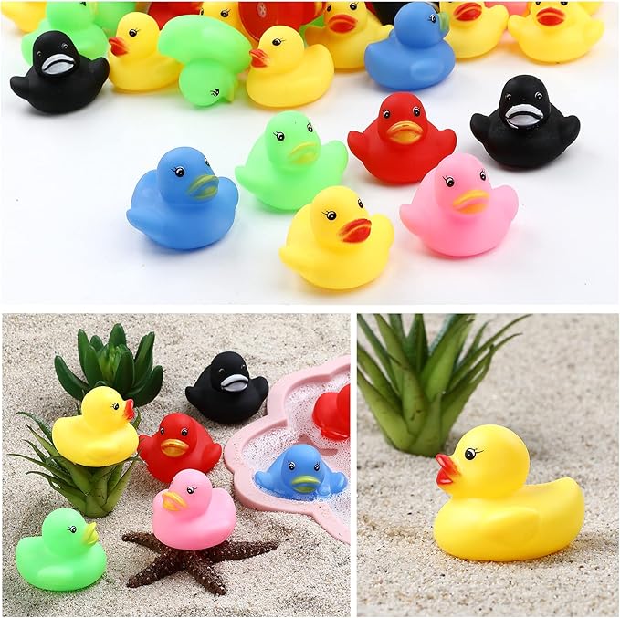GADIEDIE50 Pack Multicolor Mini Rubber Ducky Float Ducks Baby Bath Toy, Great for Jeep Ducking, Shower, Birthday Party, Carnival Game Gift(1.6"x 1.5" x 1.2". 6 Colors)