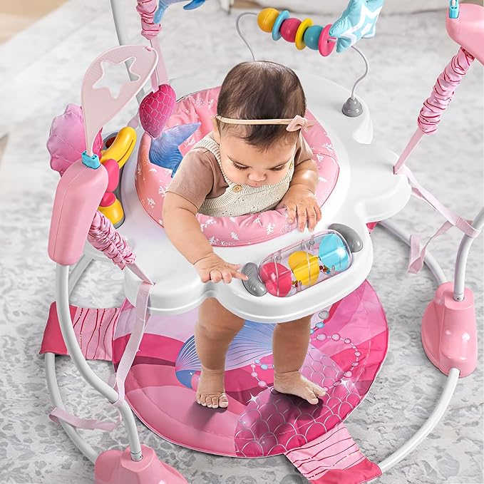 Baby Activity Center, Baby Jumper Activity Center with Music, Interactive Toys, 360° Rotating Seat, 3 Adjustable Heights, Infant Activity Jumper for 6+ Months (Mermaid)