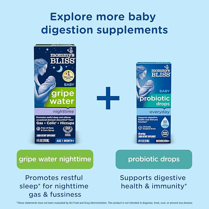 Mommy's Bliss Gripe Water Original, Infant Gas & Colic Relief, Gripe Water for Babies, Gentle & Safe, 2 Weeks+, 4 Fl Oz (Pack of 1)
