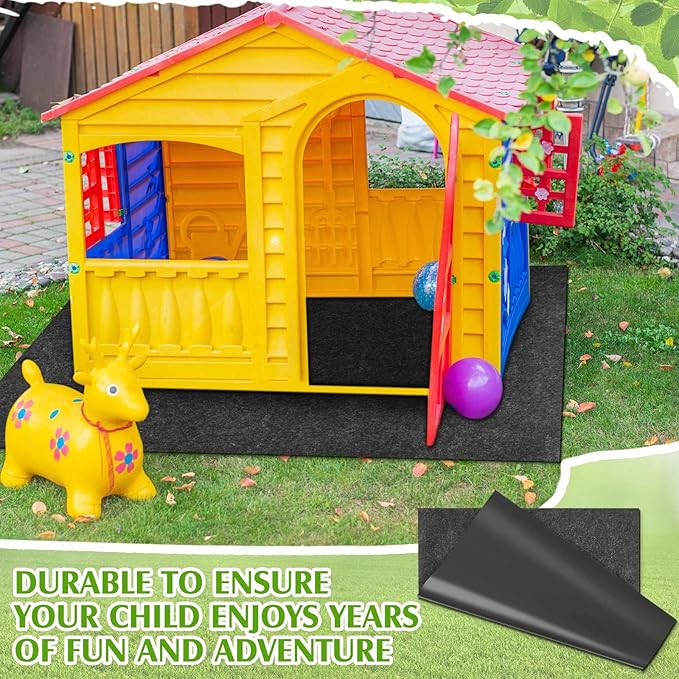 Kids Outdoor Playhouse Mat for Baby Toddlers, 55'' x 53'' Non Slip Washable Activity Rug Playhouse Accessories for Floor Home Ground Children Portable