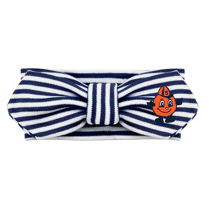 Creative Knitwear Syracuse Orange Infant Girls Navy/White Striped Hair Knot Headband Embroidered Logo - Size Newborn - 4T