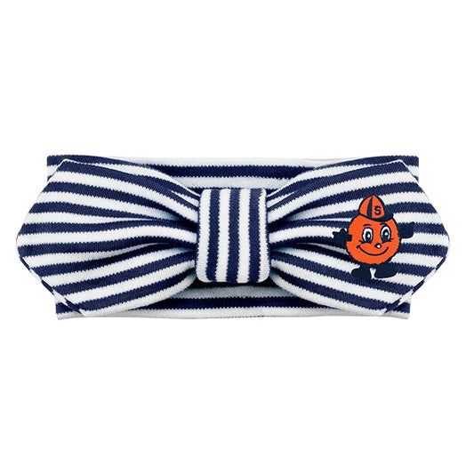 Creative Knitwear Syracuse Orange Infant Girls Navy/White Striped Hair Knot Headband Embroidered Logo - Size Newborn - 4T