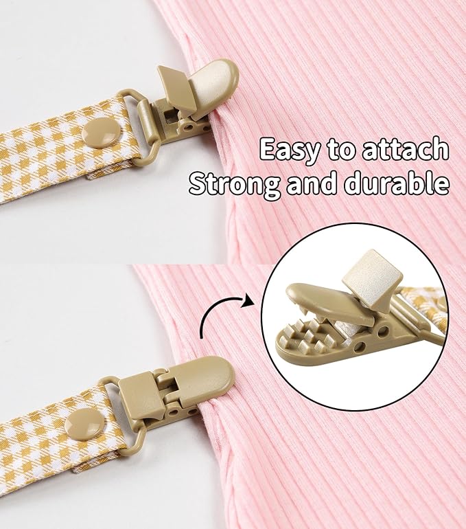 CutiePlusU Adult Pacifier Clip Adult Size Pacifier Holder Clip 4 Pack- Baby Bear Team