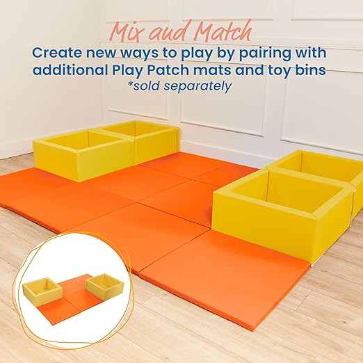ECR4Kids SoftZone Play Patch Activity Mat Squares, Modular Playmat, Orange, 4-Pack