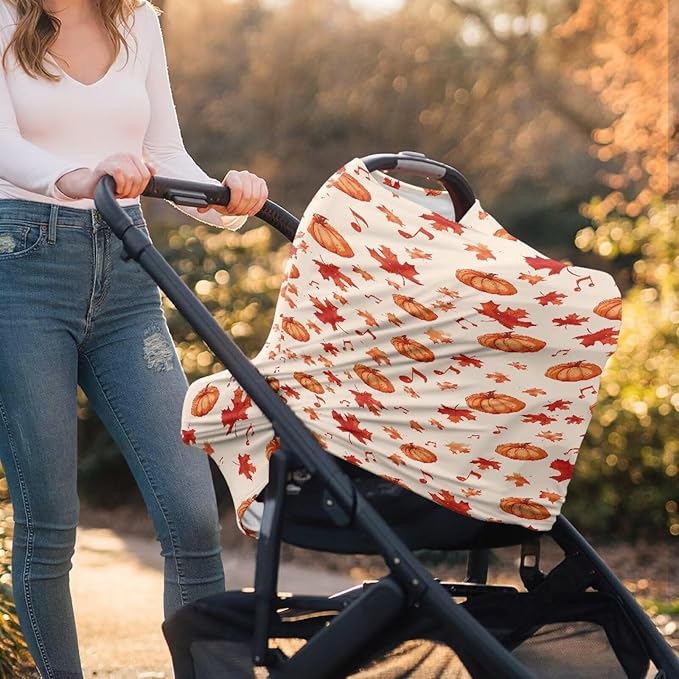 AFPANQZ Maple Pumpkins Print Breastfeeding Nursing Cover Carseat Canopy for Babies Infant Newborn Stroller Cover Breastfeeding Scarf Baby Shower s for Boys and Girls