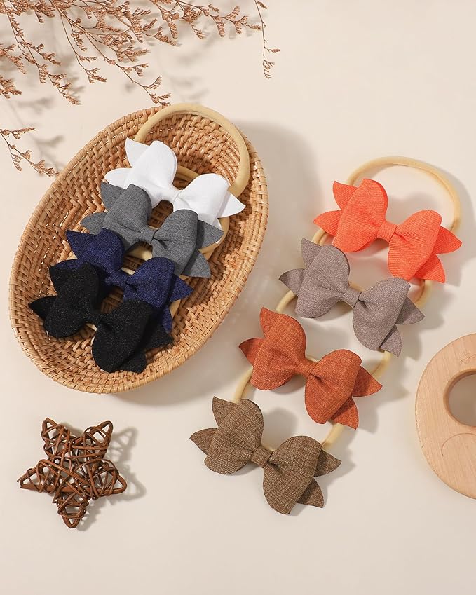 jollybows 3.35" 20pcs Baby Girls Bows Headbands Elastic Nylon Hairband Ribbon Bow Hair Accessories for Kids Toddlers Infants Newborn