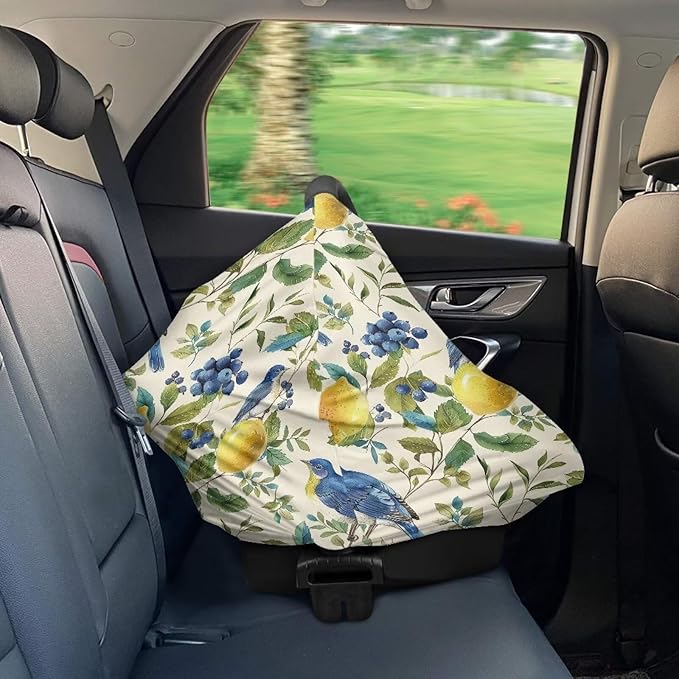 AFPANQZ Lemon Bird Nursing Cover Breastfeeding Scarf Baby Car Seat Covers Infant Stroller Cover Carseat Canopy for Girls and Boys Lightweight Breathable for Outdoor Walking Traveling